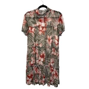 Kate & Lily Floral Sheer Ruffle Dress